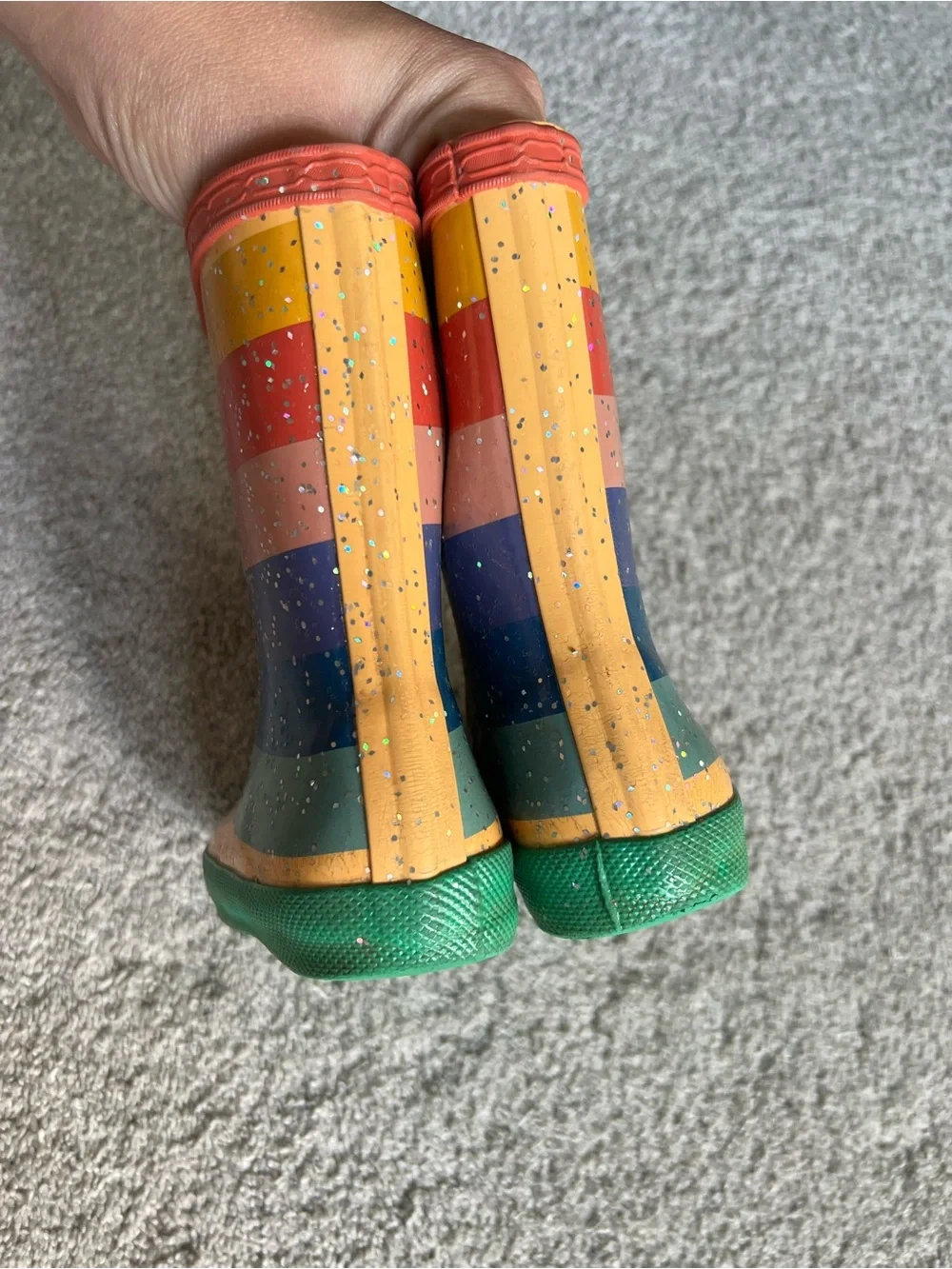 HUNTER Kids Original First Classic Rain Boots Toddler 7/8 US Rainbow Glitter